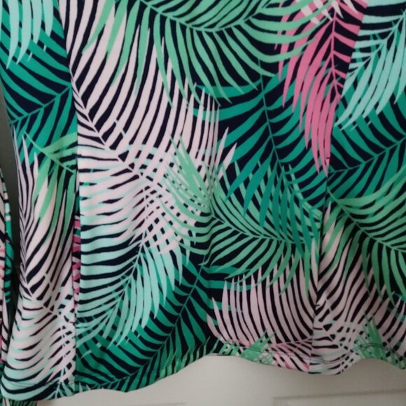 TOMMY BAHAMA Green Pink Tropical Long Sleeve Mock Golf Shirt S - Picture 6 of 16